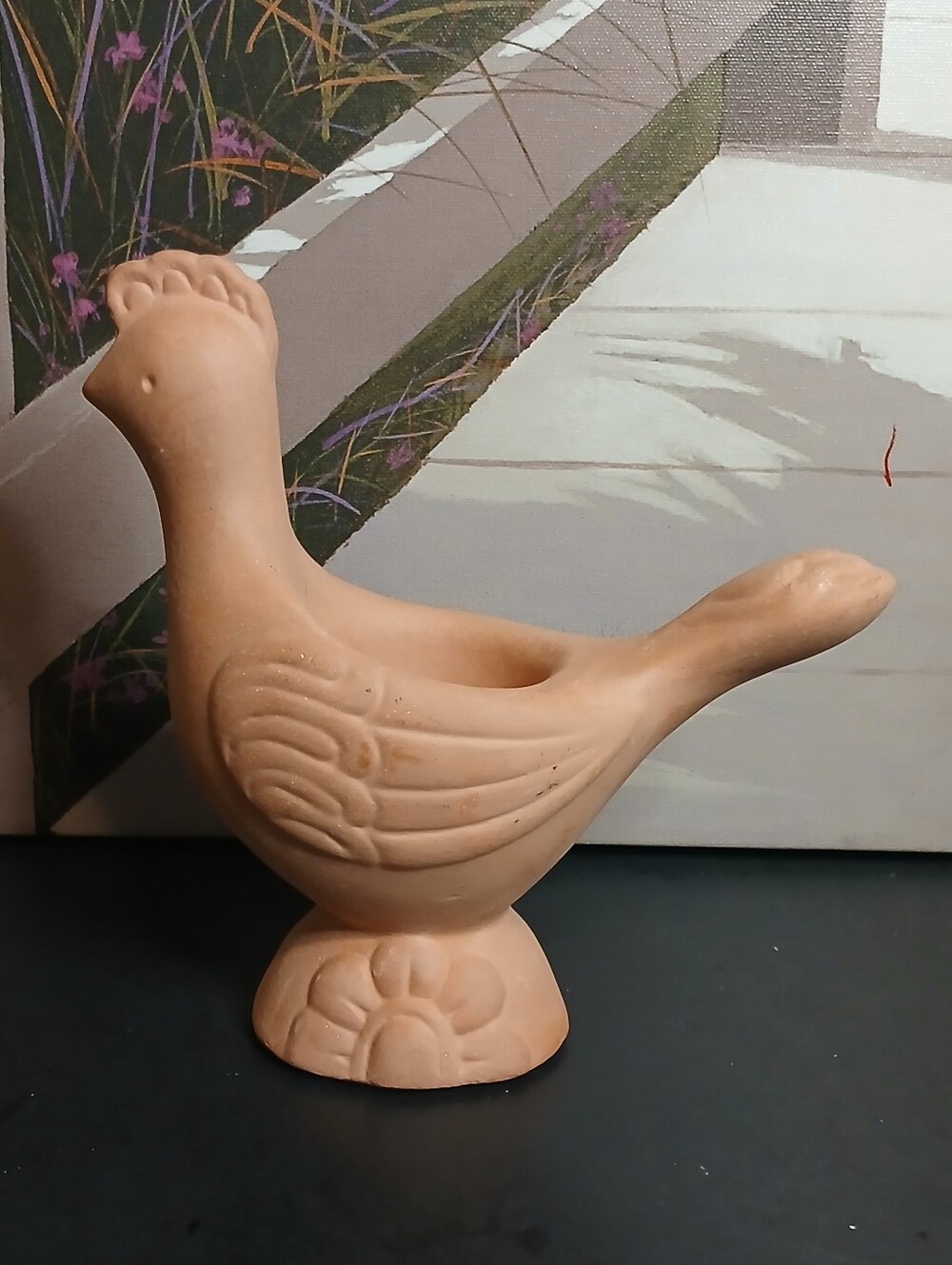 Ceramic Bird Figurine in Terra Cotta - Decorative Pet Bird Accent